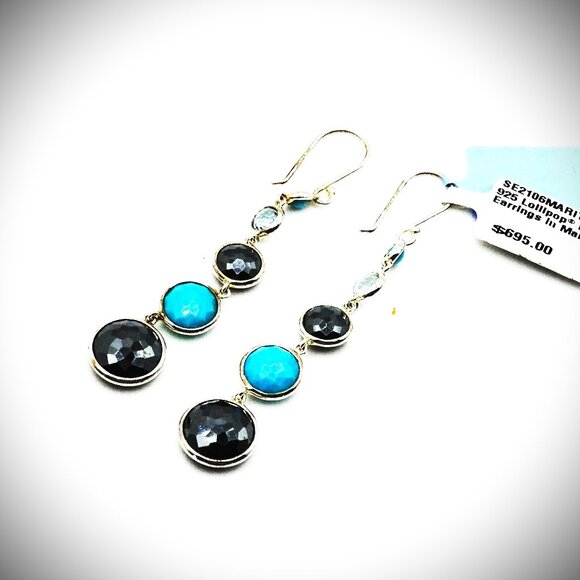 IPPOLITA Lollipop Lollitini Hematite Turquoise Aquamarine Earrings in Maritime - Picture 1 of 9